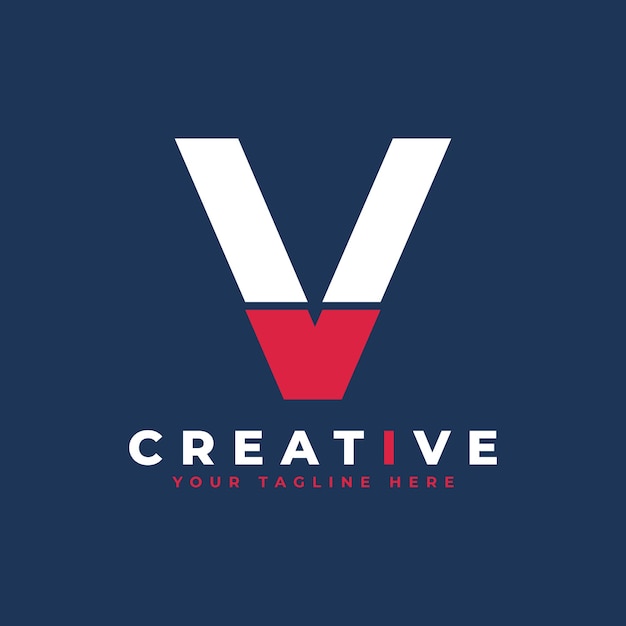 Letter V Logo White and Red Shape A Letter Cutout Style Usable for Business and Branding Logos