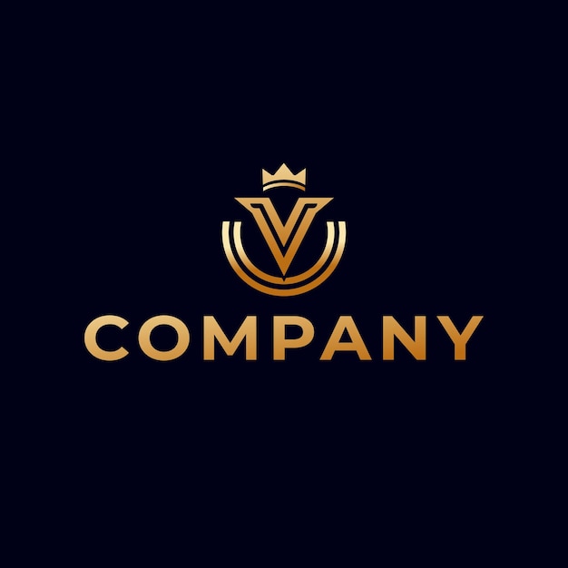 letter v royal luxury golden color logo