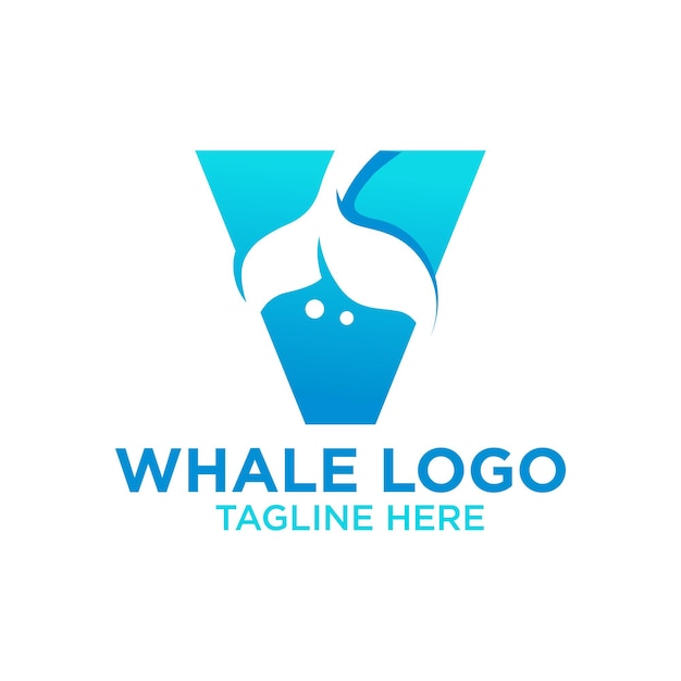 Letter V Whale Logo Design Template Inspiration Vector Illustration