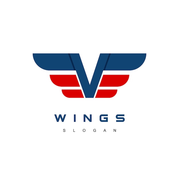 Letter V Wings Logo Design Template