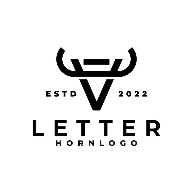 Letter V with horn logo letter with bull horn logo vector template