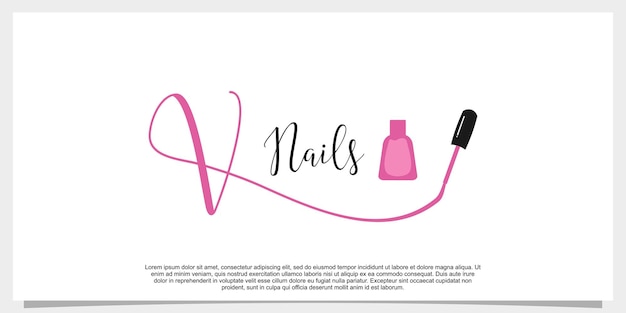 Letter v with icon nail polish logo design template