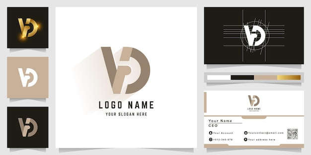 Letter VD or Va monogram logo with business card design