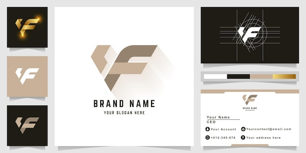 Letter VF or LF monogram logo with business card design