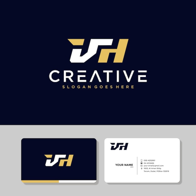 Letter VH Logo Set And Branding Businnes Card