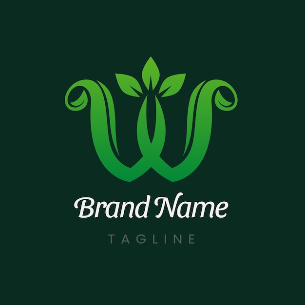 Letter W Branch Tree Natural Leaf Logo Design Vector