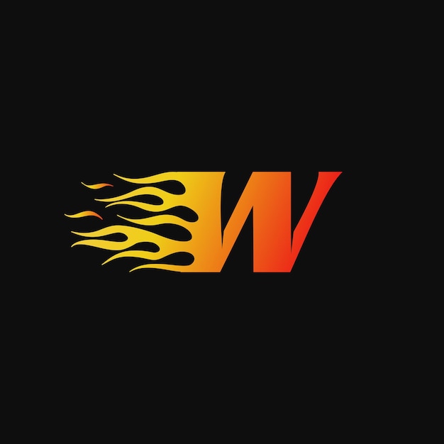 Letter W Burning flame logo design template