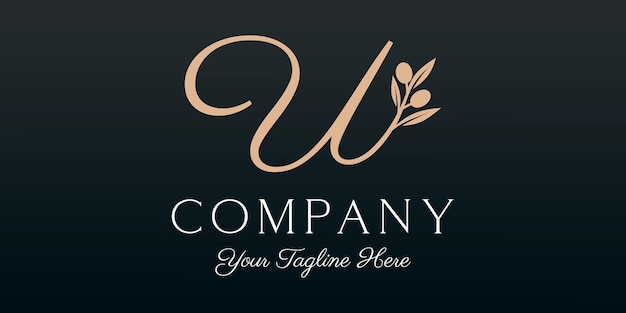 Letter W combined twig Olive oil logo design template