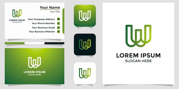 Letter W design logo and branding card