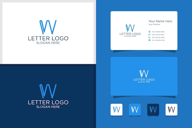 Letter w design logo and business card template premium vector