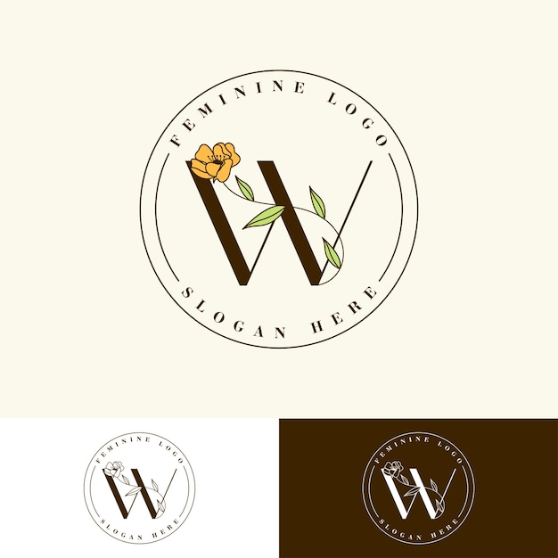 Letter W floral Feminine Logo