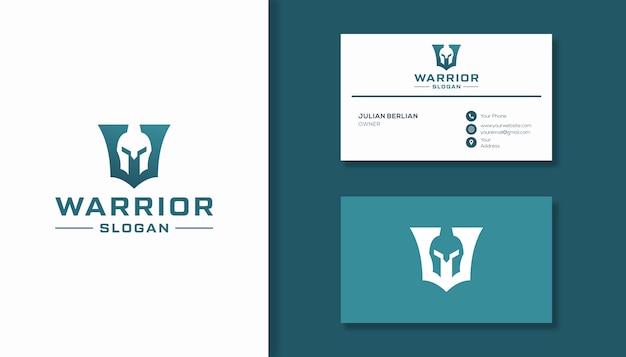 Letter W and knight warrior logo combination