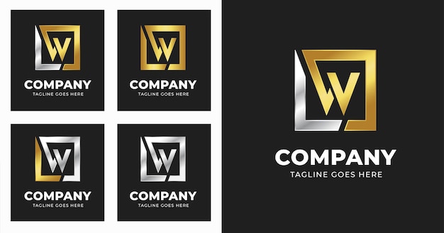 Letter W logo design template with Square shape style