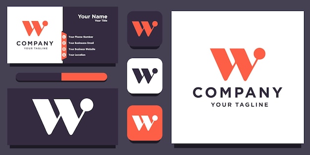 Letter W monogram logo with business card design Premium Vector