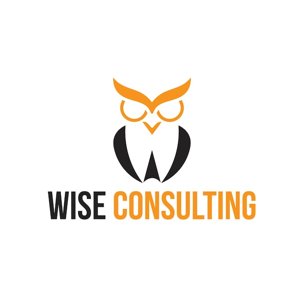 Letter W owl wise consulting logo