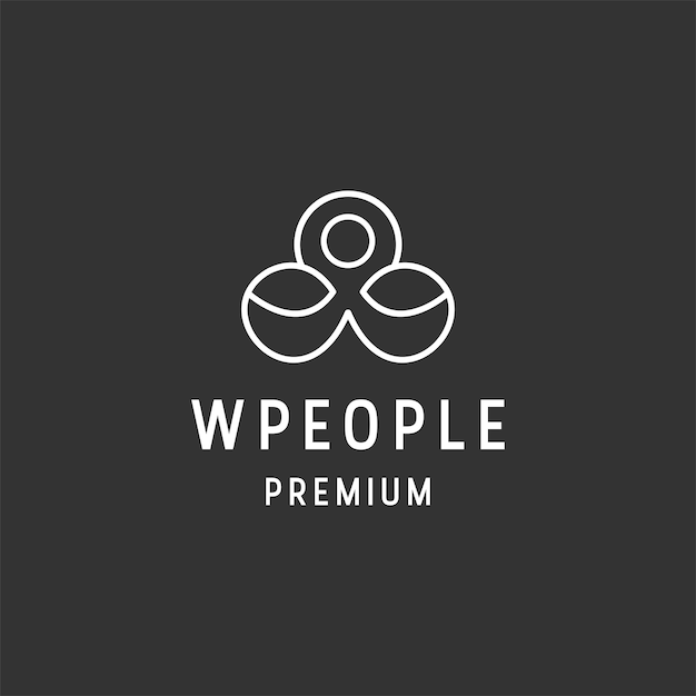 Letter W People logo linear style icon in black backround