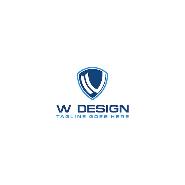 Letter W Protect Shield Logo Icon Template. Vector Emblem. Abstract symbol of security.