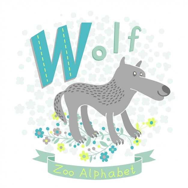 Letter W - Wolf illustration