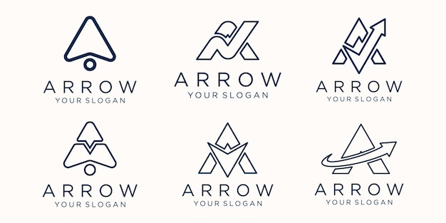 Letter A with arrow logo icon set.