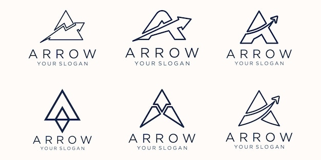 Letter A with arrow logo icon set.