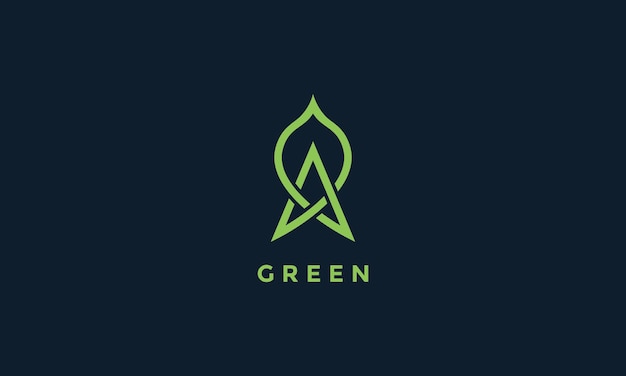 Letter A with leaf green plant tree bold line modern  logo icon vector illustration design