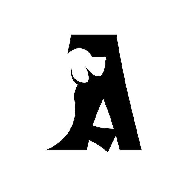 Vector a letter with a negative space dog logo