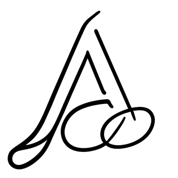 Vector letter a with treble clef vector illustration line art