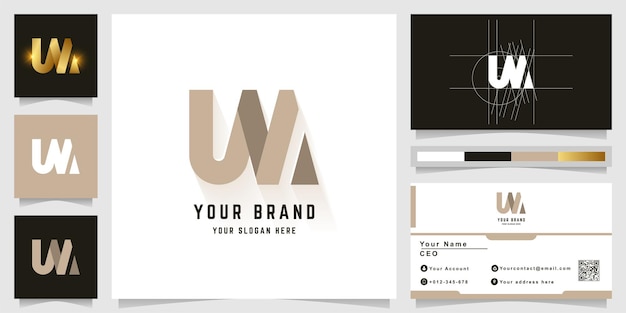 Letter WM or UN monogram logo with business card design