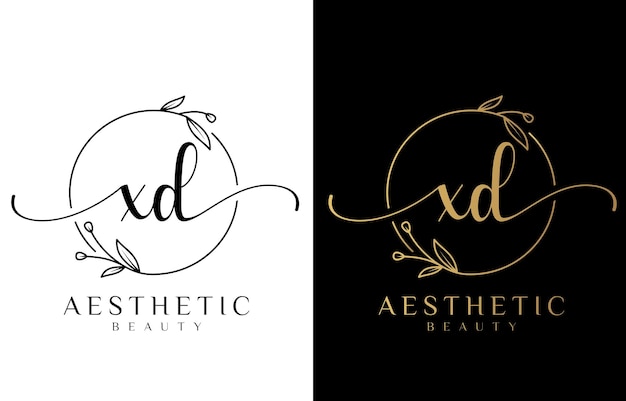 Vector letter x beauty logo with flourish ornament