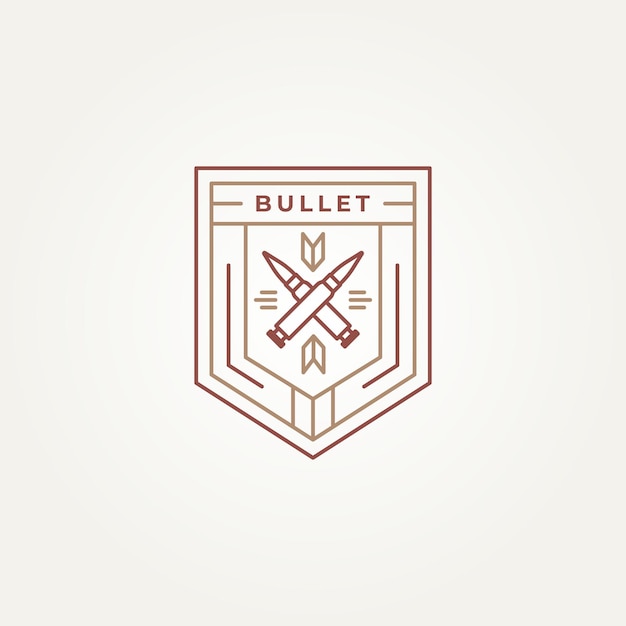 Letter x bullet ammunition simple line art badge emblem logo template vector illustration design