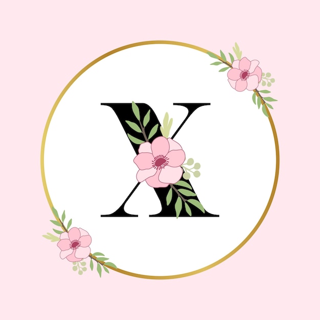 Letter X Hand Drawn Floral Logo