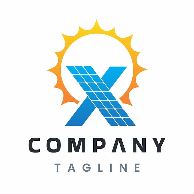 Letter X Solar Energy Logo Solar Power Panel Design