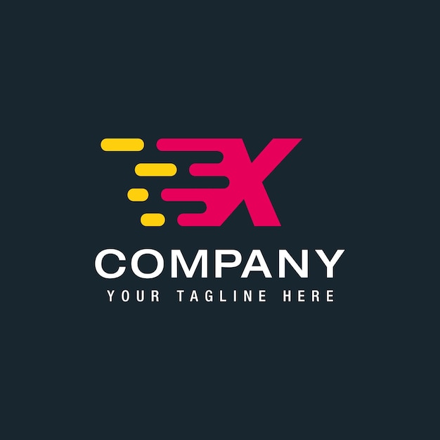 Letter X with Delivery service logo Fast Speed Moving and Quick Digital and Technology for your Corporate identity