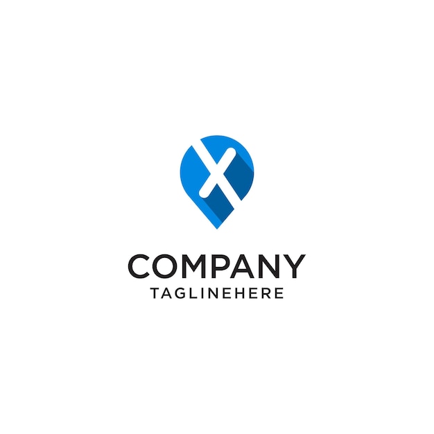 Letter X With Map Pointer logo design concept template