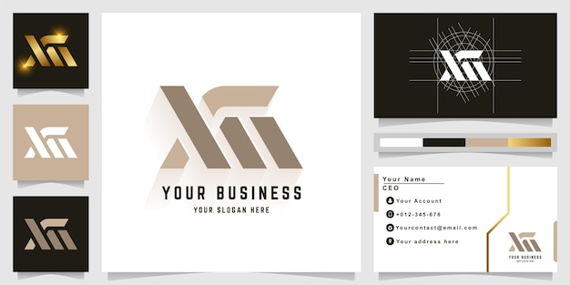 Letter XM or AM monogram logo with business card design