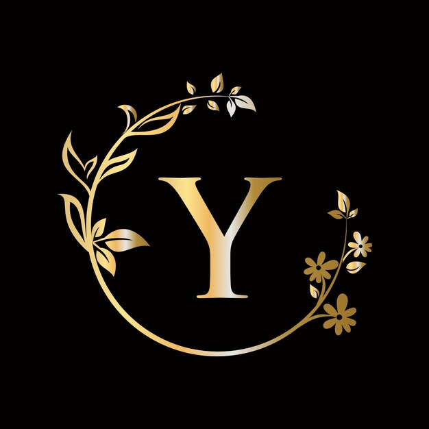 Vector letter y beauty flower logo with creative concept for company business decorative flower beauty spa premium vector template