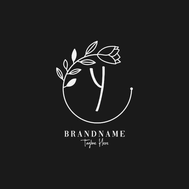 Letter Y Botanical Minimalistic, Initial, Letter Feminine Logos with Organic Plant Elements