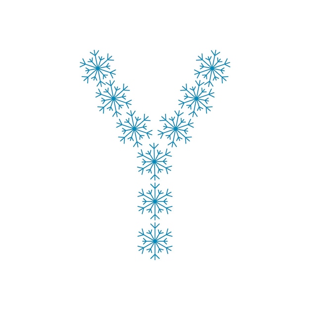 Letter Y from snowflakes. Festive font or decoration for New Year and Christmas