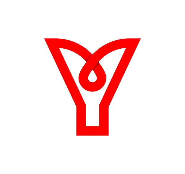 Letter Y infinity sign. Cyclic red letter Y. Modern natural endless loop. Futuristic logo corporate