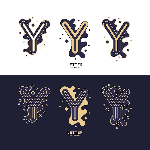 Vector the letter y of the latin alphabet display character in a contemporary style a sign with dynamic splashes