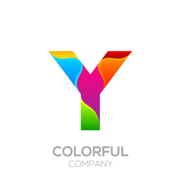 Letter Y logo design made of stripes with Glossy Rainbow Vibrant Colorful and Gradient Concept