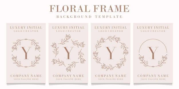 Letter Y logo design with floral frame template