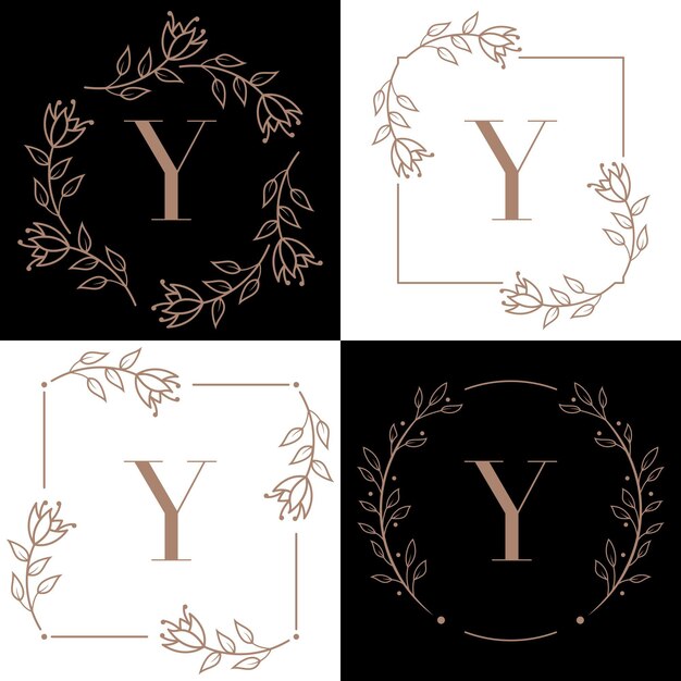 Vector letter y logo design with orchid leaf element