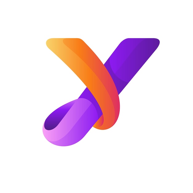 Letter y logo vector with 3d orange and purple color style