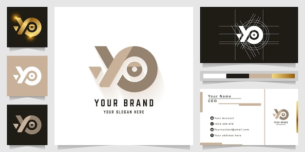 Letter YO or XP monogram logo with business card design