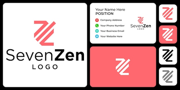 Letter Z 7 monogram logo design with business card template