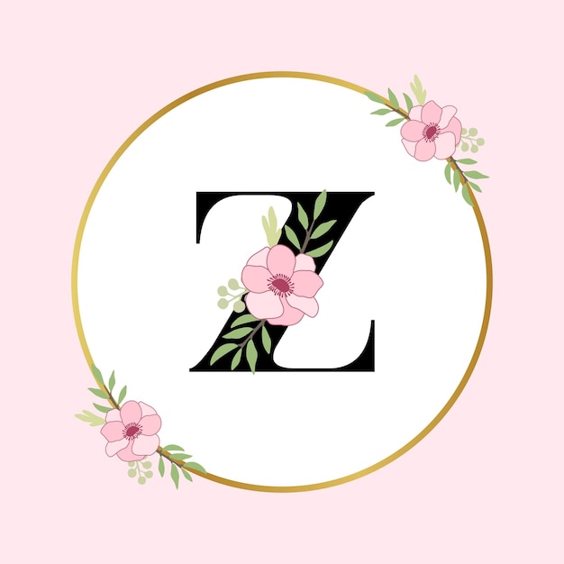 Letter Z Hand Drawn Floral Logo