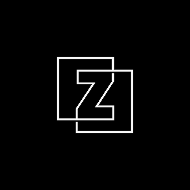 Letter Z Lettermark Initial Overlapping Outline Square Logo Vector Icon Illustration