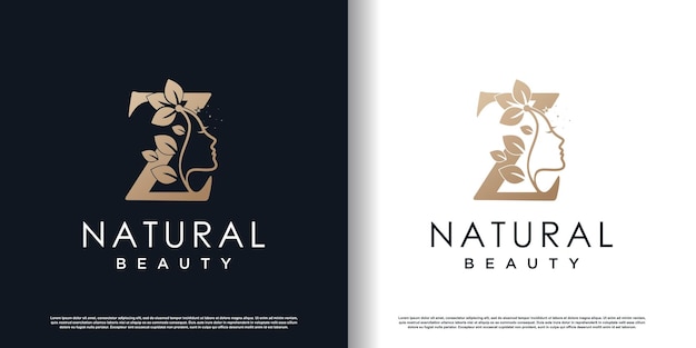 Letter z logo with natural beauty concept premium vector