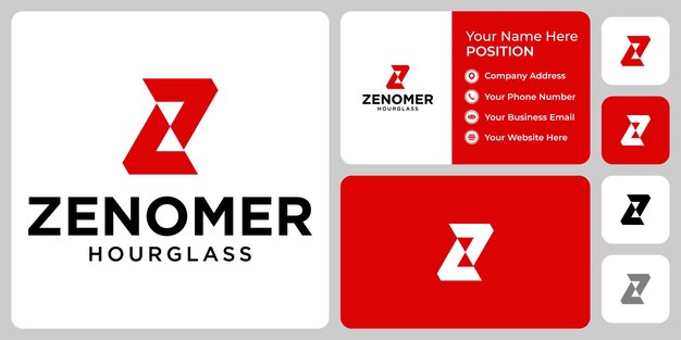 Vector letter z monogram hourglass logo design with business card template